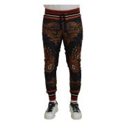 Dolce & Gabbana Barock Krona Silke Sweatpants Multicolor, Herr