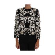 Dolce & Gabbana Svart Barock Blommig Kristalljacka Black, Dam