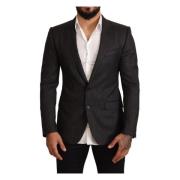 Dolce & Gabbana Elegant Martini Blazer i Grått Rutigt Gray, Herr