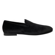 Dolce & Gabbana Elegant svarta sammet loafers för män Black, Herr