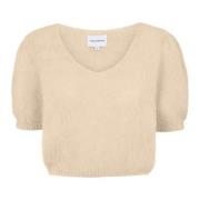 American Dreams Kortärmad Almond Pullover Beige, Dam