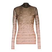 Balmain Långärmad topp med 'Love Letter' tryck Brown, Dam