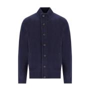 Barbour Blå Patch Cardigan med Mockadetaljer Blue, Herr