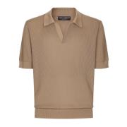 Dolce & Gabbana Polo med V-ringad krage Brown, Herr