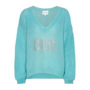 American Dreams Kristall Dröm V-ringad Pullover Green, Dam