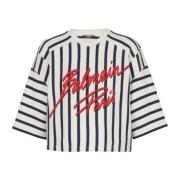 Balmain Randig baseballtopp White, Dam