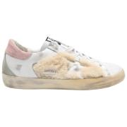 Golden Goose Shearling Läder Sneakers Vit/Rosa Multicolor, Dam