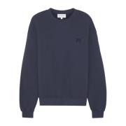 Maison Kitsuné Broderad Foxy Patch Bomullströja Blue, Herr