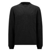 Moncler Svart Crew Neck Ull Kashmir Tröja Black, Herr