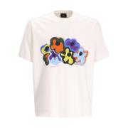 Paul Smith Blommigt Rund Hals T-shirt White, Herr