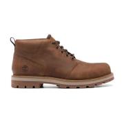 Timberland Bruna läder snörstövlar med mellanhög design Brown, Herr