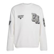 Emporio Armani Vanilj Bomullsweatshirt med Broderat Logotyp White, Her...