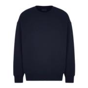 Emporio Armani Marinblå Sweatshirt med Macro Logo Broderi Blue, Herr