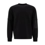 C.p. Company Svart Stretch Crewneck Sweatshirt Aw24 Black, Herr