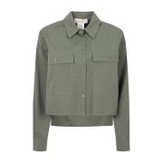 Max Mara Weekend Khaki bomull crop skjorta med klassisk krage Green, D...