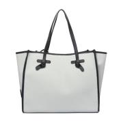 Gianni Chiarini Tvåfärgad Canvas Shoppingväska med Läderhandtag White,...