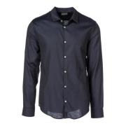 Emporio Armani Slim Fit Blå Bomullsskjorta med prickigt tryck Blue, He...