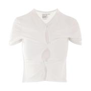 Christopher Esber Vit Cropped Top med Front Knot White, Dam