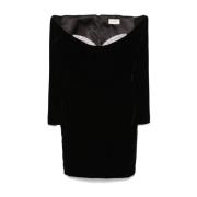 The New Arrivals Ilkyaz Ozel Svart Sidenvelour Kort Klänning Black, Da...