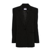 Patrizia Pepe Svart Pinstripe Jacka med Studs Black, Dam