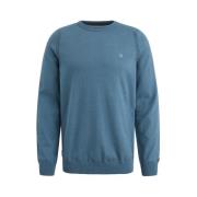 Cast Iron Bomull Stretch Crewneck Sweater Blue, Herr