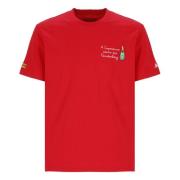 Saint Barth Röd Bomull T-shirt med Crew Halsringning Red, Herr