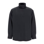 Dolce & Gabbana Sidens Turtleneck Skjorta med Osynlig Dragkedja Black,...