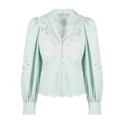 Twinset Blå Casual Blus med Broderi Blue, Dam