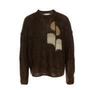 Isabel Marant Jacquard Logo Ull Mohair Tröja Brown, Herr