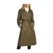 Pepe Jeans Vit Trenchcoat Elegant Funktionell Stil Green, Dam