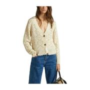 Pepe Jeans Elegant Cardigan med knappstängning Beige, Dam