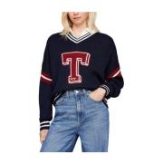 Tommy Hilfiger Bubble Cable Flag Sweater Blue, Dam