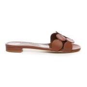 Manolo Blahnik Brun Geometrisk Rem Platta Sandaler Brown, Dam