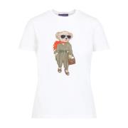 Ralph Lauren Aviator Bear Kortärmad T-Shirt White, Dam