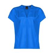 PINKO Flowing Silk Blouse med Volanger Blue, Dam