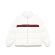 Gucci Vit Pufferjacka med Broderad Logotyp White, Dam