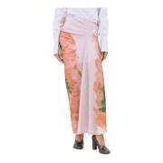 Dries Van Noten Sidengeorgette Draperad Kjol Grafiskt Tryck Multicolor...