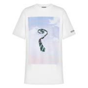 Moschino Grafiskt Tryck Bomull T-shirt White, Dam