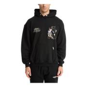 Represent Mönstrad Logga Ficka Hoodie Black, Herr