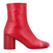 MM6 Maison Margiela Röda Stängda Ankelboots med Cylindrisk Klack Red, ...