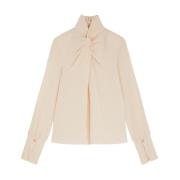 Patrizia Pepe Essentiell Knut Skjorta Beige, Dam