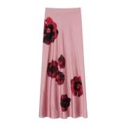 Pinko Blommig Satin Maxi Kjol Multicolor, Dam