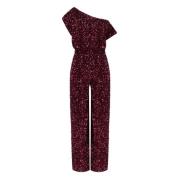 Elisabetta Franchi Burgundy Paljett Jumpsuit med Båtringning Red, Dam