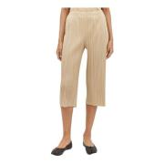 Issey Miyake Veckade Wide-Leg Byxor Beige, Dam