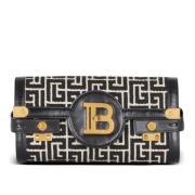 Balmain Monogram Jacquard Buzz Pouch Black, Dam