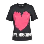 Love Moschino Bomull T-shirt med Stiligt Design Black, Dam