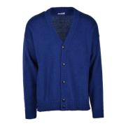 Amish Mohair Blandning Stickad Kofta Blue, Herr