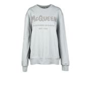 Alexander McQueen Bomull Stickad Tröja Gray, Herr