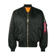 Alpha Industries Svart Bomberjacka med Ribbade Detaljer Black, Herr