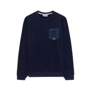 Roy Roger's Denim Crew Neck Sweatshirt med Logoficka Blue, Herr